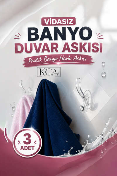 KCA HOME Vidasız Banyo Duvar Askısı, Şeffaf Banyo Askılık Aparatı, Pratik Ban...