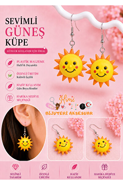 himi bijuteri aksesuar Cheerful Cute Sun Figured Dangle Earrings Lightweight ...