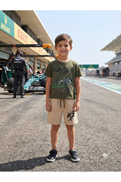 WİKİBOOM طقم صيفي للأولاد من F1 FORMULA 1 مكون من شورت مطبوع عليه سيارة فورمو...