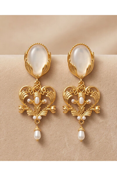 HOSBUTIK Gold Large Size Za Earrings 7 cm