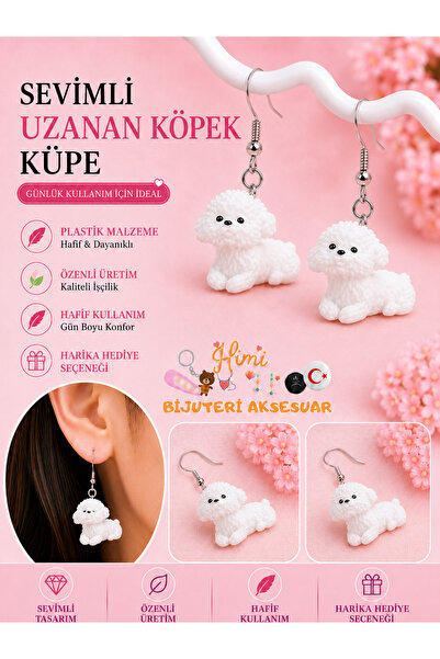 himi bijuteri aksesuar Cheerful Cute Reaching Out Dog Animal Figure Dangle Ea...