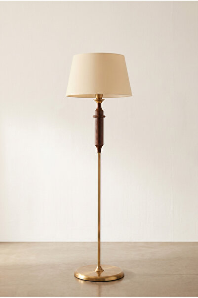 Vinner Noble Floor Lamp – Ahşap Detaylı Gold Metal Gövde – 165 cm Modern Lamb...