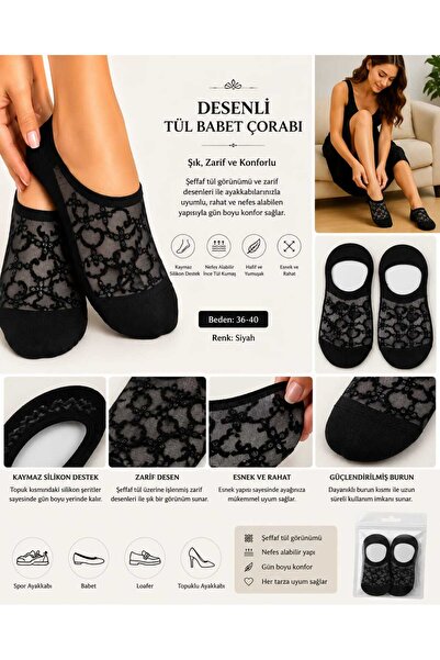 VitaMood Yaşam 3 Pairs Women's Silvery Transparent Tulle Ballerina Socks Thin...