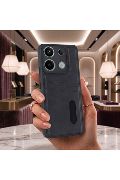 Hatreds Redmi 15C Kartlıklı Deri Kılıf Kamera Korumalı Kart Bölmeli Darbeye D...