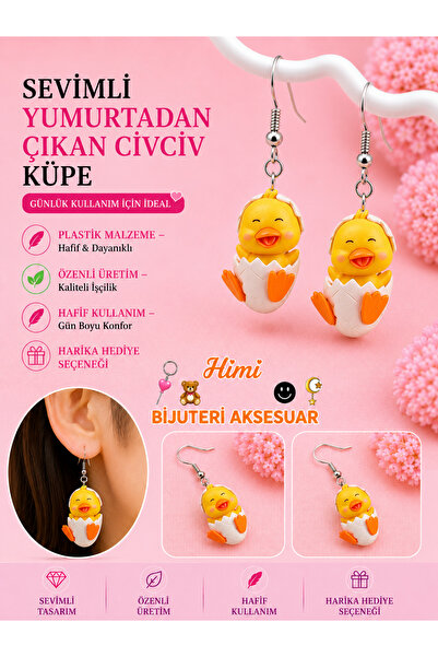 himi bijuteri aksesuar Egg Chick Cheerful Cute Animal Figured Dangle Earrings...