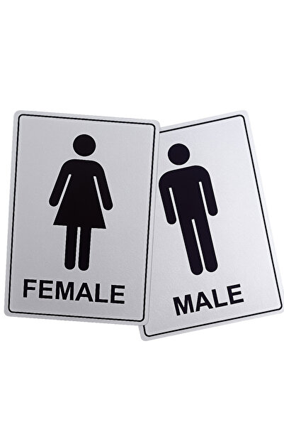 Geneic Male Female Restroom Signs for Door, Brushed Silver ADA-Style Bathroom...