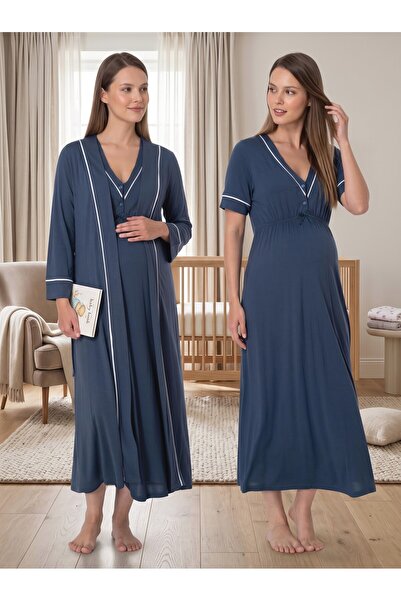Lohusa Homewear طقم ملابس نوم للحوامل من القطن بنسبة 100% بأكمام قصيرة وتصميم...
