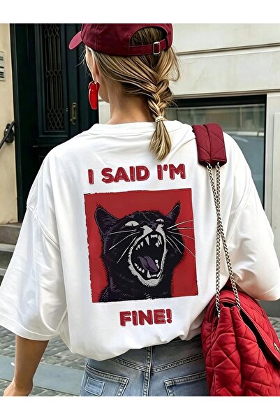 SVART WEAR تي شيرت صيفي برقبة دائرية وطباعة I'm Fine مقاس كبير