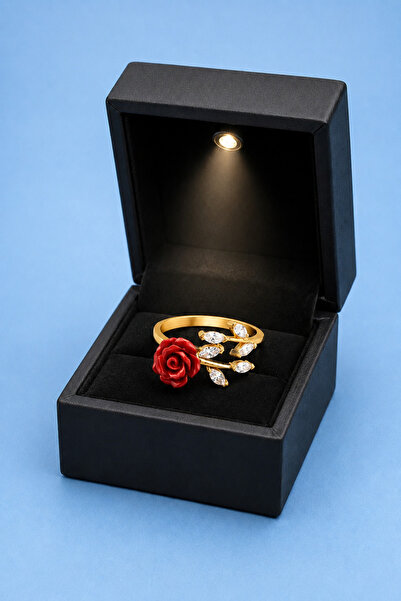 ÇEKİRDEK JEWELRY Işık Hediye Kutulu 925 Ayar Gümüş Sarı Altın Kaplama Kırmızı...