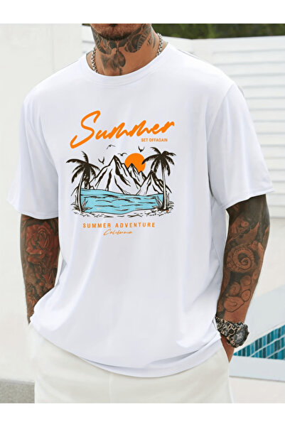 one button Premium Καλοκαιρινή Περιπέτεια Τυπωμένο Premium Oversize T-shirt