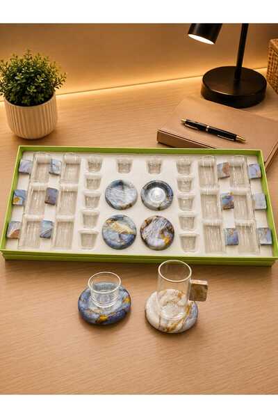Generic A luxurious hospitality set – coffee cups and tea glasses with elegan...