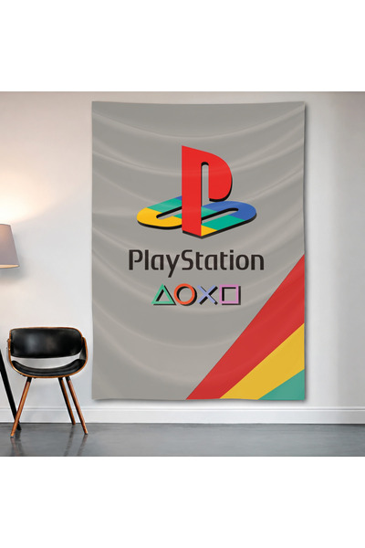 Geek Cultcha Playstation Retro Logo Wall Cloth Wall Tapestry First Quality Sa...