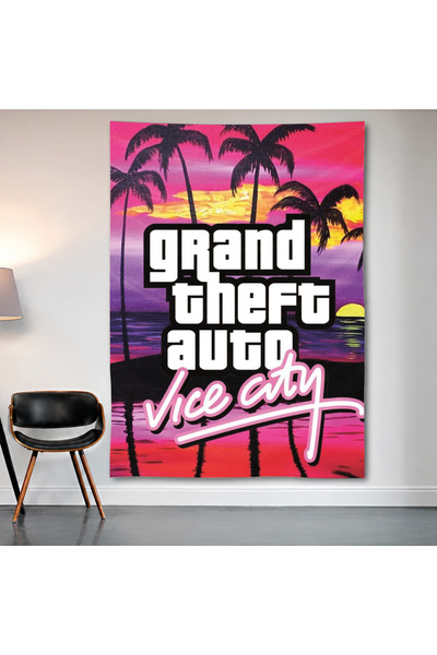 Geek Cultcha لوحة جدارية من Grand Theft Auto: Vice City، ملصق من قماش الساتان...