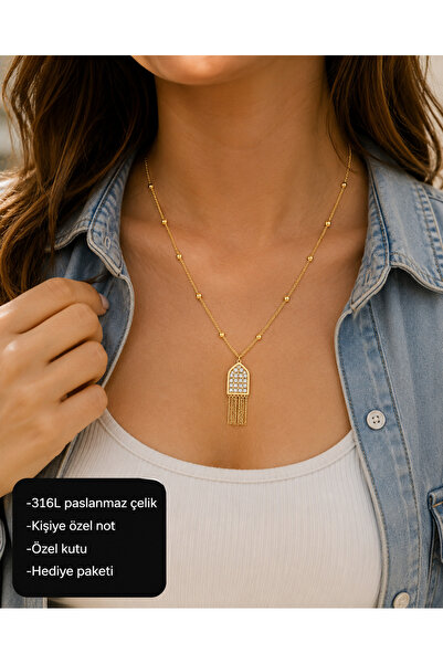 HER ŞEY NOTA www.herseynota.com Norelia Tassels with Stones Women's Necklace ...