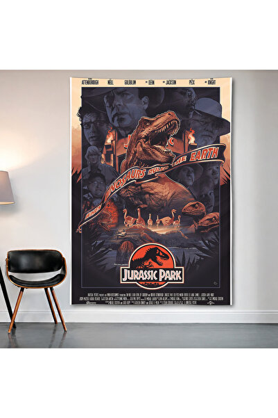 Geek Cultcha لوحة جدارية من Jurassic Park، ملصق من قماش الساتان عالي الجودة
