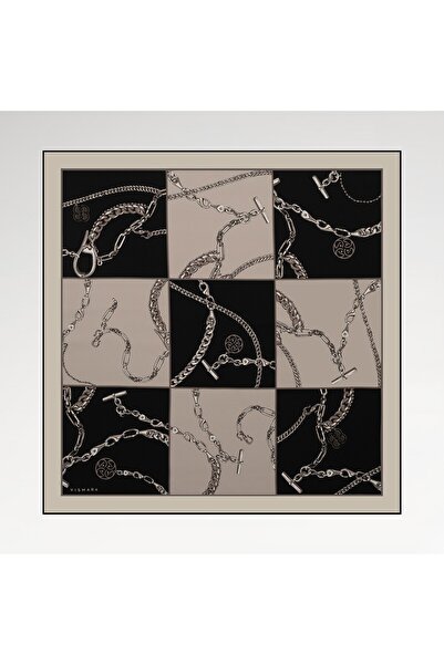 Vismara Milano Women's Chain Pattern Tivil Silk Scarf Black Vison 90X90