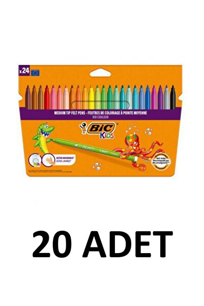 Bic 20 قطعة من أقلام التلوين الملونة للأطفال، صندوق من 24 قطعة