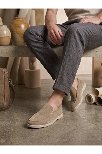 Kuback Aba0252 100% Genuine Leather Inside and Out Men's Cream Suede Casual L...