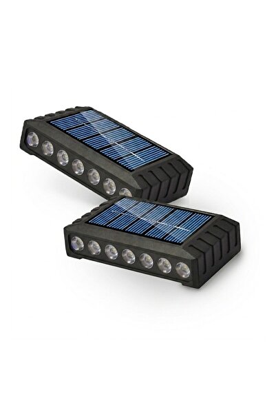 YBOSHOP Set 2 lampi solare LED cu 14 LED-uri, lumina calda, IP65, negru, pent...
