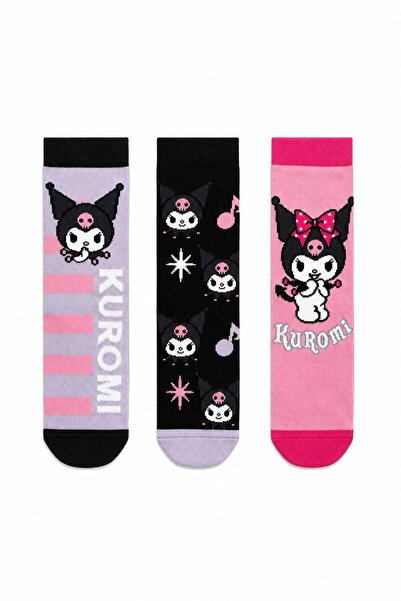 SANRIO Licensed Kuromi 3-Pack Girls' Cotton Socks Daily Socks Gift Socks Cute...
