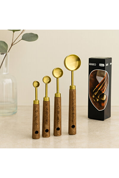 magicool Gold Color Metal 4-Piece Measuring Spoon Set (15ml, 5ml, 2.5ml, 1.25ml)