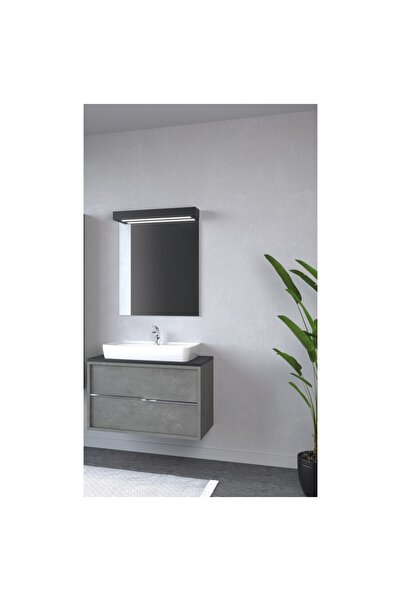 DENKO Matia 80 cm Retro Gümüş Banyo Dolabı