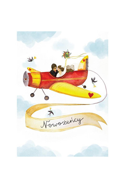 HENRY Karnet pliabil Henry, felicitare B6 Nunta Avion, cu plic inclus, ilustr...