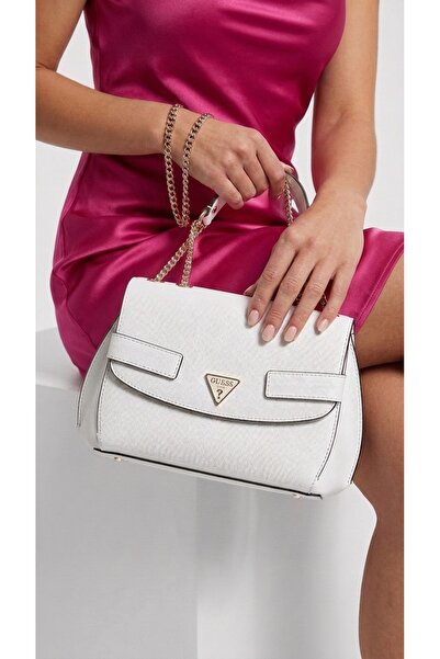 Guess Women's Shoulder Bag with Chain Strap and Flap Cover, Crossbody Saffian...