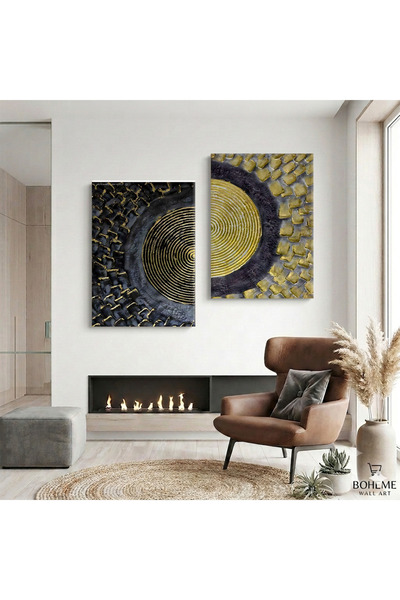 Harika bir ev MODERN ABSTRACT DESENLİ TABLO | ETNİK | 2Lİ DİKEY ÇERÇEVESİZ KA...