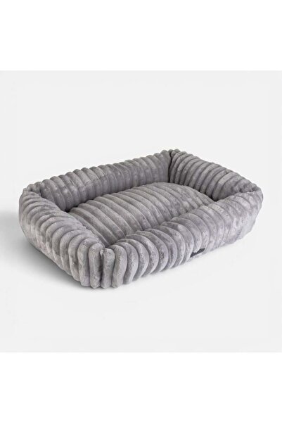 OEM Pat pentru câini din catifea gri striată 75 x 58 x 19 cm