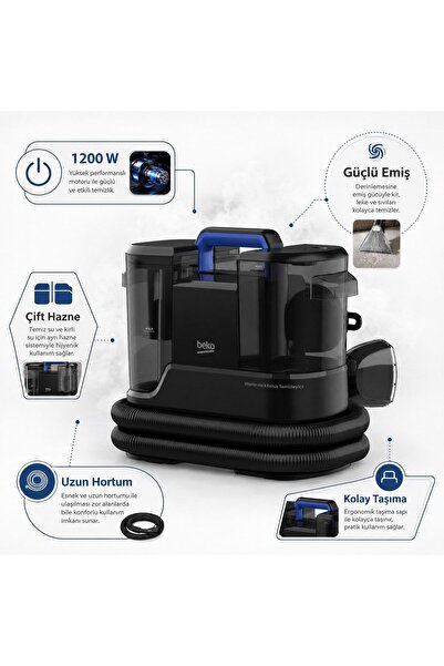 Beko Halı Yıkama Makinesi 1200W HEPA Filtreli, Güçlü Emiş ve Hızlı Kuruma
