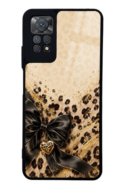 Spoyi حافظة هاتف Xiaomi Redmi Note 11 Pro بتصميم قلب الفهد الذهبي اللامع