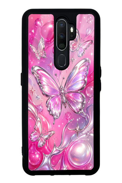Spoyi Oppo A5 2020 Pink Prism Butterfly Design Glossy Phone Case