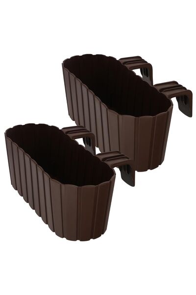 KOTARBAU Jardinieră de balcon pentru balustradă, ovală, maro rustic, 400 MM, ...