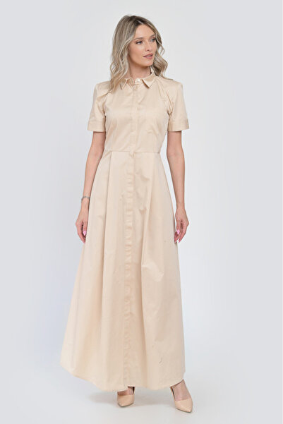 Giorgal Long Summer Cotton Dress Cream
