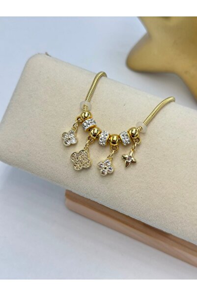 BYYEŞO Clover Charm Detail Steel Bracelet