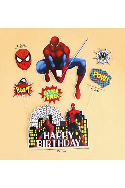 Baloane Vesele Set 7 Toppere Tort Spiderman si Elemente Grafice Stil Benzi De...