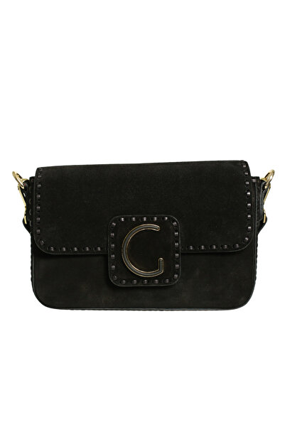 Platin Black Suede Women's Handbag