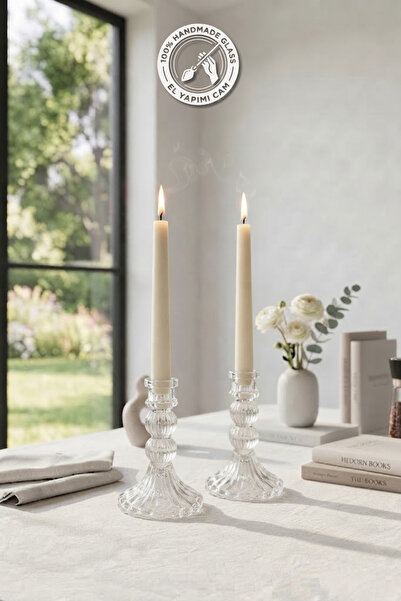 Glamis Selen Concept Linea Model Cam Şamdan & Mumluk Orta Boy 2'li Set