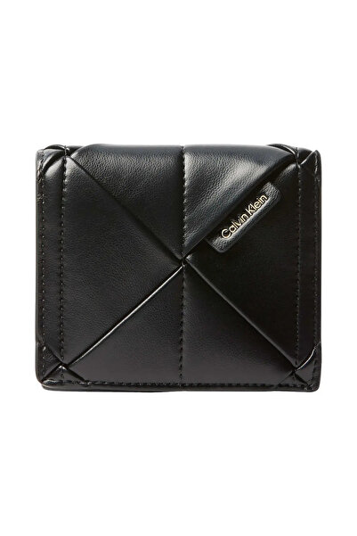 Calvin Klein WOVEN FLAP CARD CASE, UB1 Kadın Siyah Cüzdan