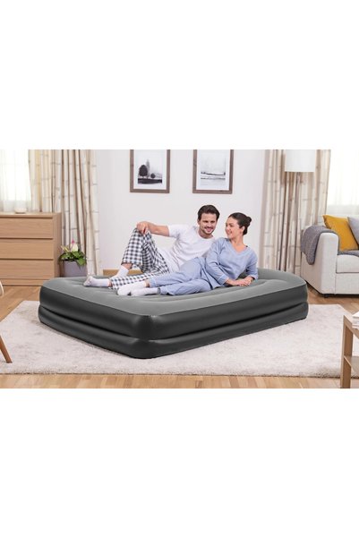 Trendinyeri Çift Kişilik Yüksek Şişme Yatak Dahili Pompalı 203x152x46 cm