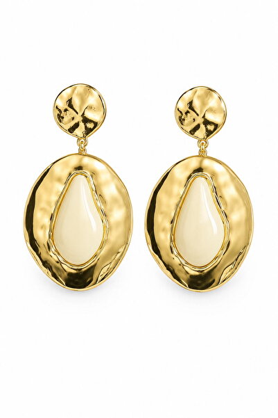 DEMOKAN Women's Earrings Vintage Style Metallic Edge Colorful Stone Earrings