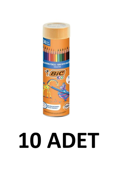 Bic 10 قطع من أقلام التلوين الجافة للأطفال من إيفولوشن، 36 قطعة في أنبوب معدني