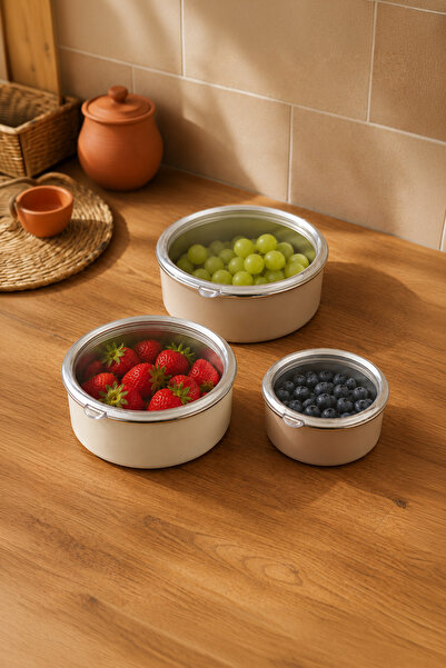 Bambum Lumino 3-Piece Storage Container Beige