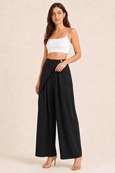 De Carte Women's Modal Fabric Brown High Waist Asymmetrical Hem Look Loose-Le...