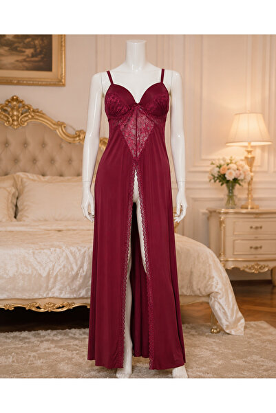 GENERINK Night Rose Long Nightgown with Padded Cups, Available in Black, Wine...