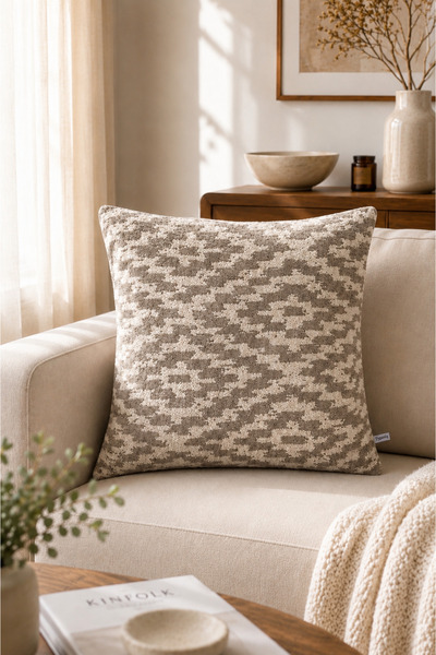 Typoniq Attitude Included Premium Mosaic Curly Woven Mink-Beige Throw Pillow ...
