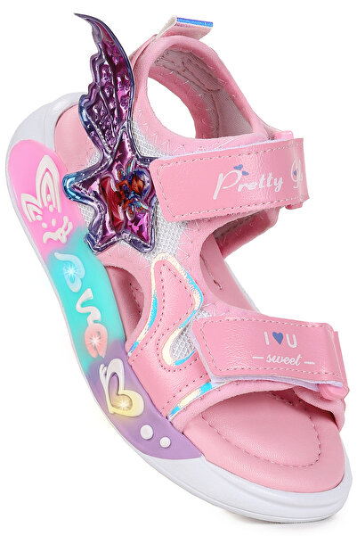 Kiko Kids Lug Cırtlı Işıklı Kız Çocuk Sandalet