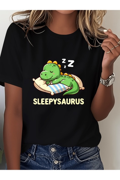 En22 Cute Dinosaur Mama Print T-Shirt, Short Sleeve Round Neck Casual Top for...