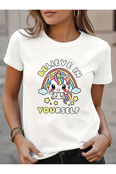 01THEONE Women'S Casual T-Shirt Design with Short Sleeves Round Neck, Suitabl...